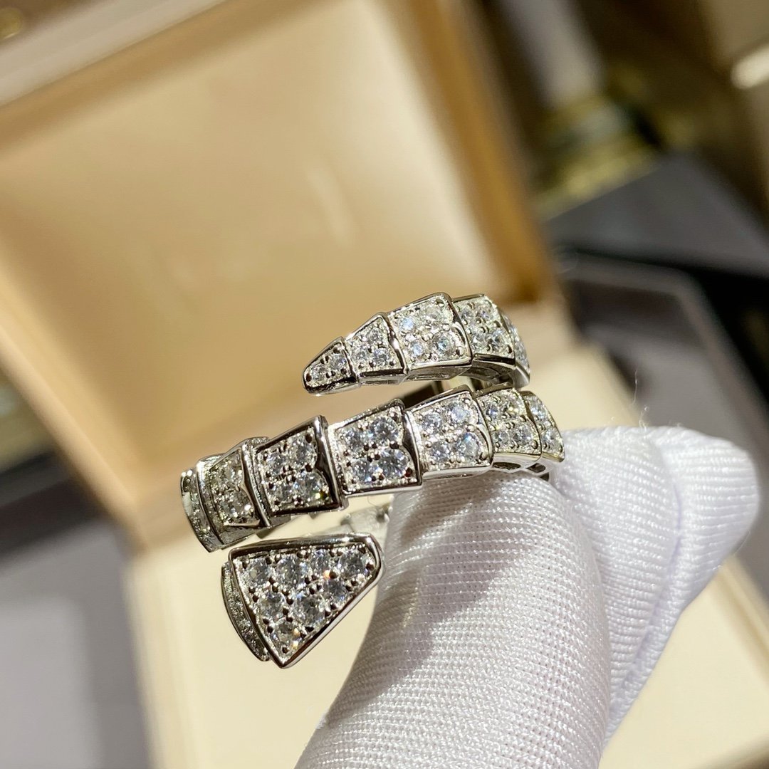 [CharmAmor]SERPENTI DOUBLE RING SILVER DIAMOND PAVED