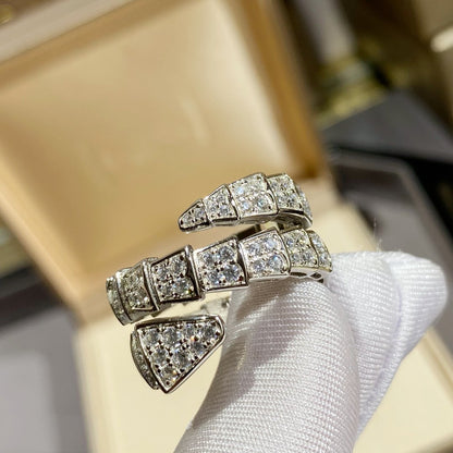 [CharmAmor]SERPENTI DOUBLE RING SILVER DIAMOND PAVED