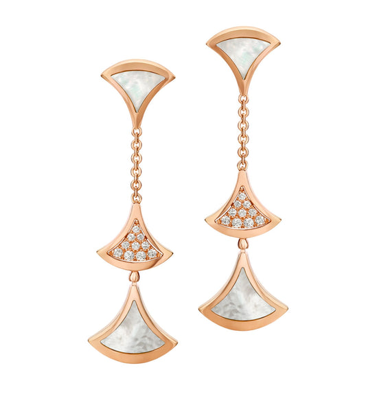 [CharmAmor]DREAM EARRINGS 3 MOTIFS DIAMOND MOP PINK GOLD