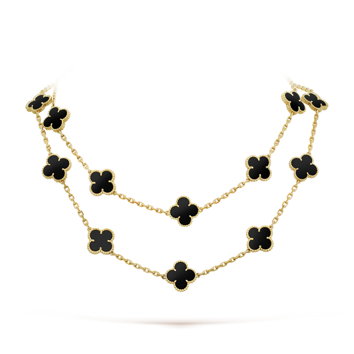 [CharmAmor]CLOVER 20 MOTIFS ONYX NECKLACE