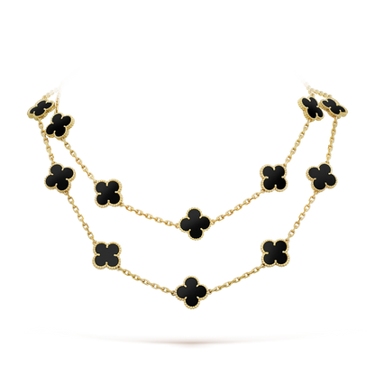 [CharmAmor]CLOVER 20 MOTIFS ONYX NECKLACE