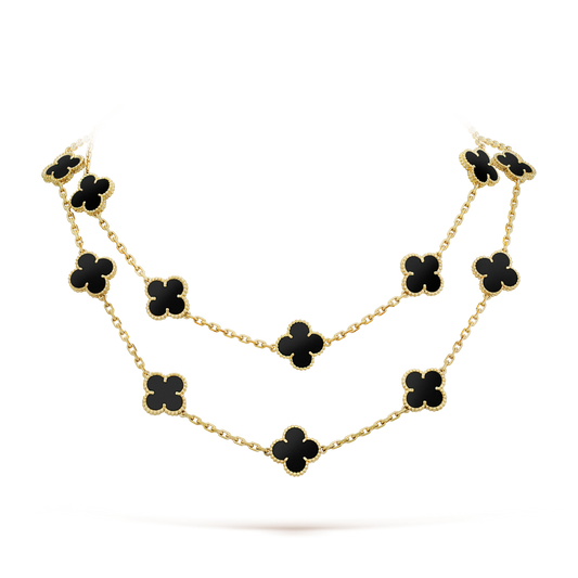 [CharmAmor]CLOVER 20 MOTIFS ONYX NECKLACE