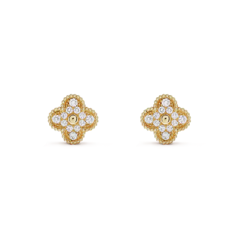 [CharmAmor]CLOVER MEDIUM 1 MOTIFS FUll DIAMOND EARRINGS