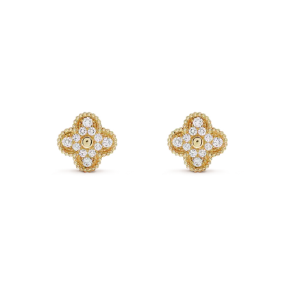 [CharmAmor]CLOVER MEDIUM 1 MOTIFS FUll DIAMOND EARRINGS