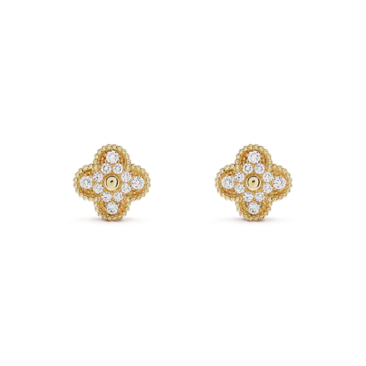 [CharmAmor]CLOVER MEDIUM 1 MOTIFS FUll DIAMOND EARRINGS