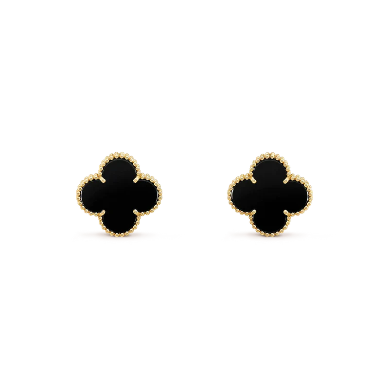 [CharmAmor]CLOVER MEDIUM 1 MOTIFS  ONYX STUD EARRINGS