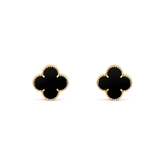 [CharmAmor]CLOVER MEDIUM 1 MOTIFS  ONYX STUD EARRINGS