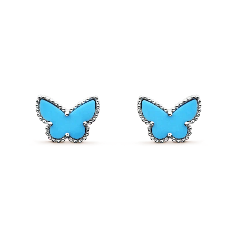 [CharmAmor]BUTTERFLY TURQUOISE EARRINGS SILVER