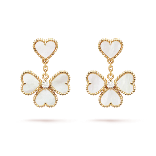 [CharmAmor]CLOVER SWEET WHITE MOP EARRINGS