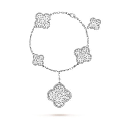 [CharmAmor]CLOVER 6 MOTIFS SILVER DIAMOND BRACELET