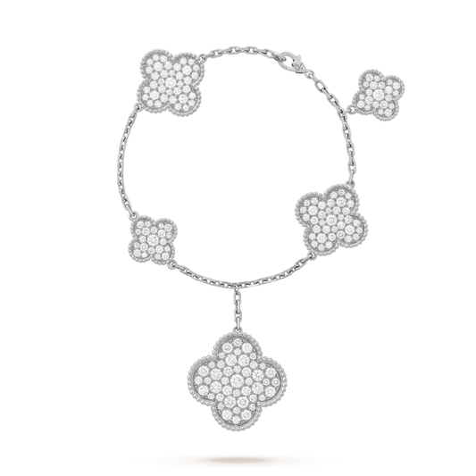 [CharmAmor]CLOVER 6 MOTIFS SILVER DIAMOND BRACELET
