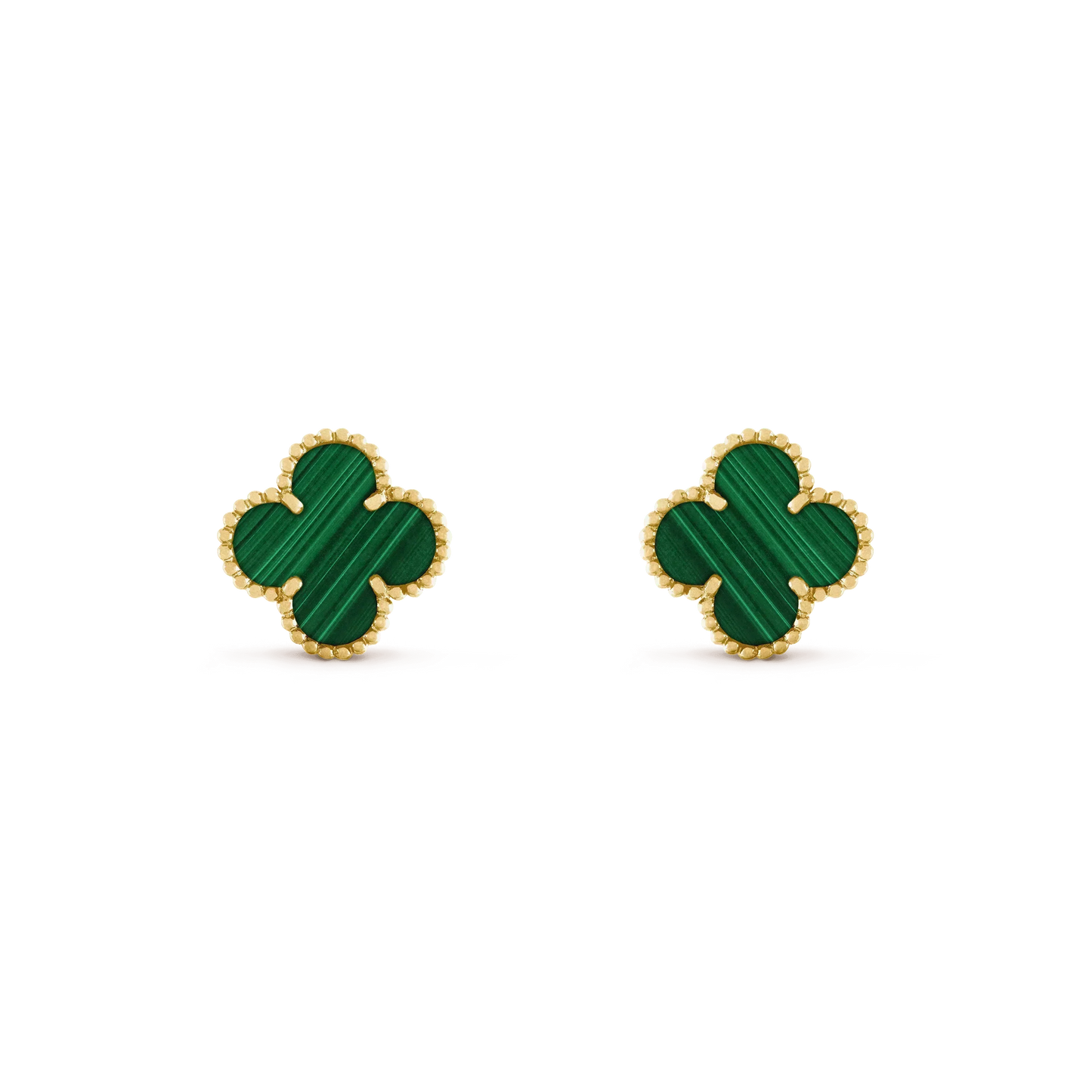 [CharmAmor]CLOVER MEDIUM 1 MOTIFS MALACHITE  EARRINGS
