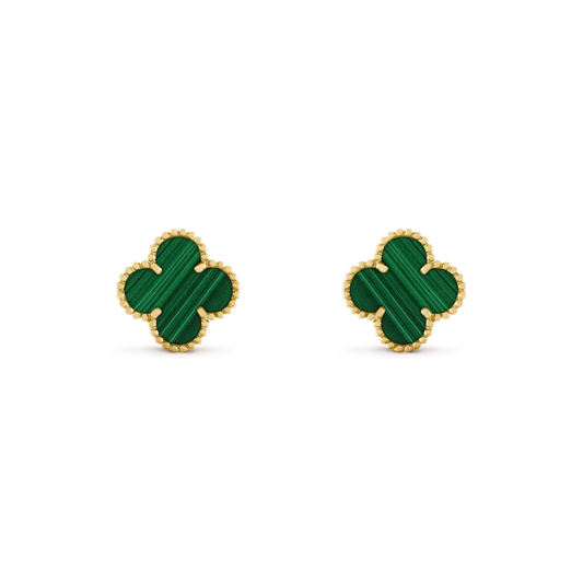 [CharmAmor]CLOVER MEDIUM 1 MOTIFS MALACHITE  EARRINGS