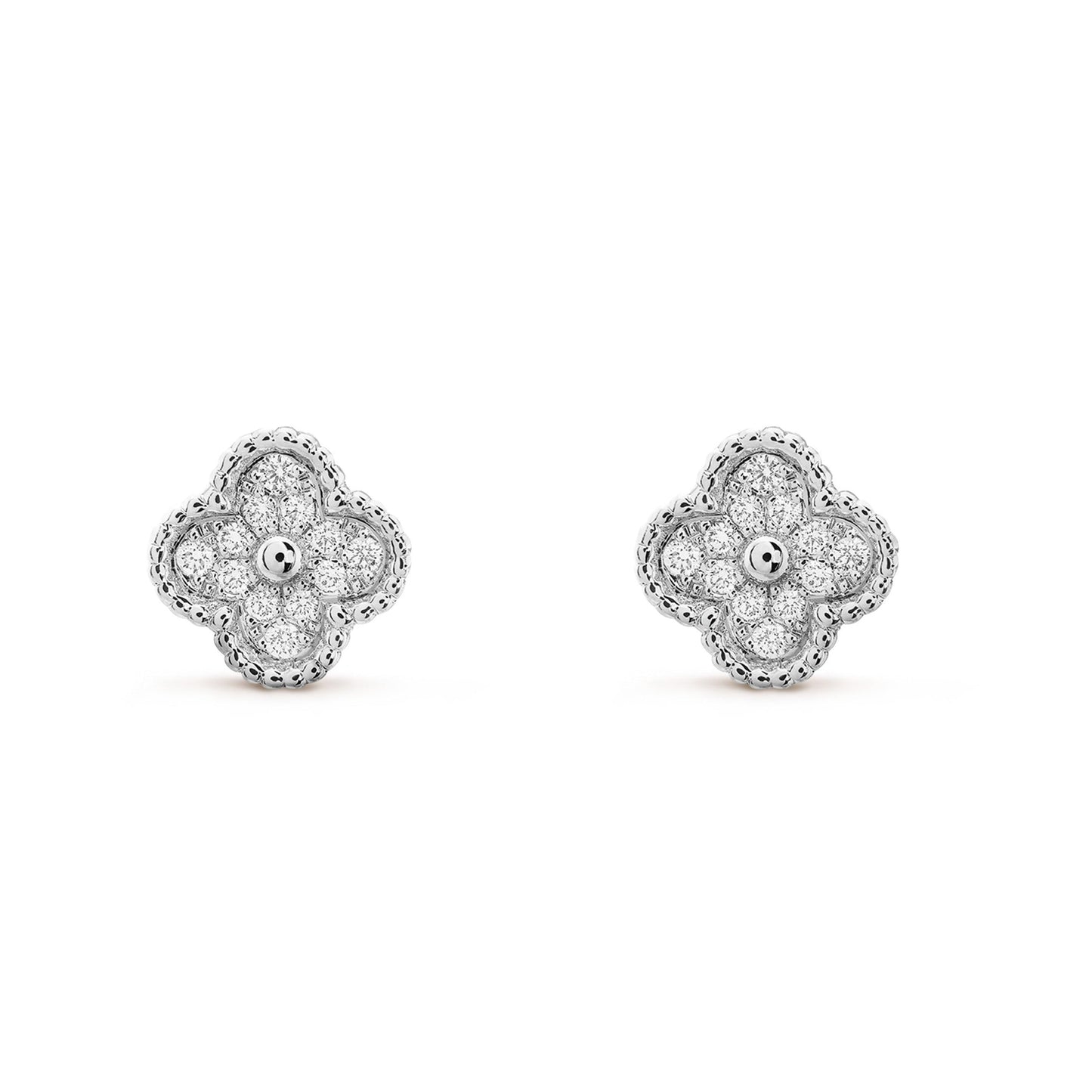 [CharmAmor]CLOVER MINI DIAMOND STUD EARRINGS