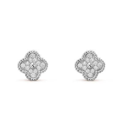 [CharmAmor]CLOVER MINI DIAMOND STUD EARRINGS