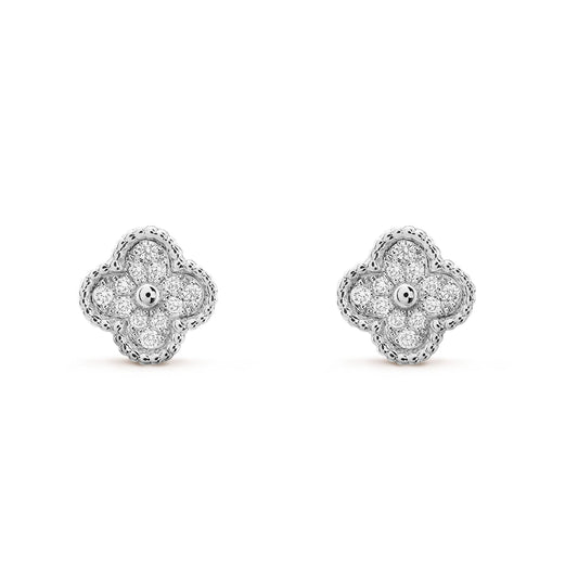 [CharmAmor]CLOVER MINI DIAMOND STUD EARRINGS
