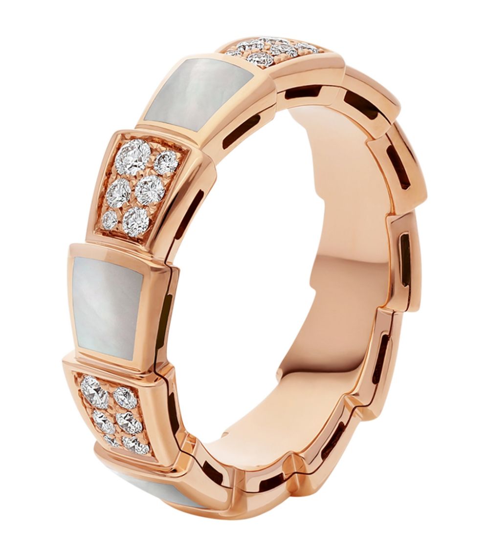 [CharmAmor]SERPENTI RING PINK GOLD MOP DIAMOND PAVED 4MM