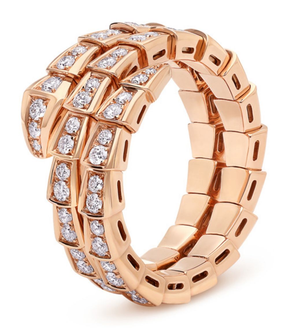 [CharmAmor]SERPENTI RING PINK GOLD DIAMOND DOUBLE ROW