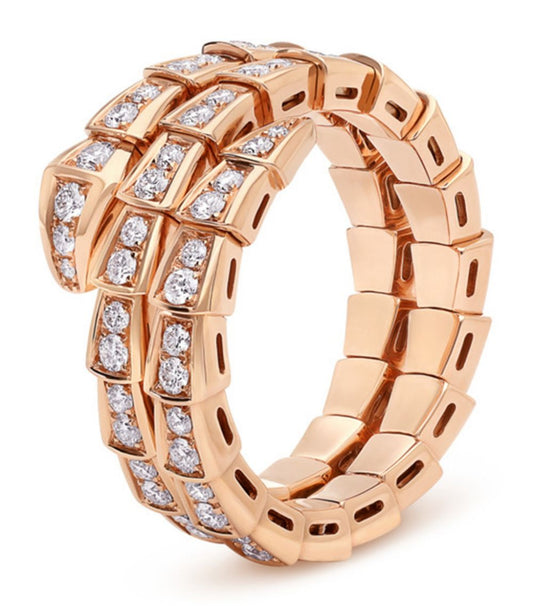 [CharmAmor]SERPENTI RING PINK GOLD DIAMOND DOUBLE ROW