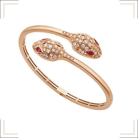 [CharmAmor]SERPENTI BRACELET PINK GOLD DIAMOND DOUBLE SNAKE