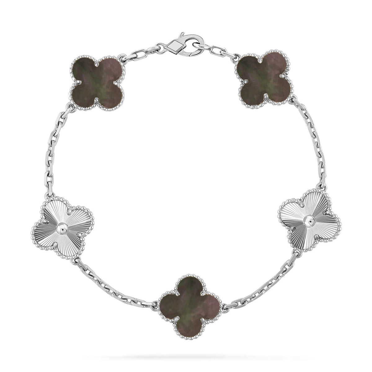 [CharmAmor] CLOVER 5 MOTIF GRAY MOP BRACELET COLLECTION
