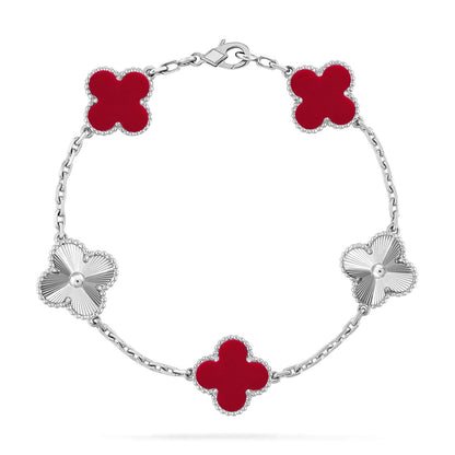 [CharmAmor] CLOVER 5 MOTIF RED CORNELIAN BRACELET COLLECTION