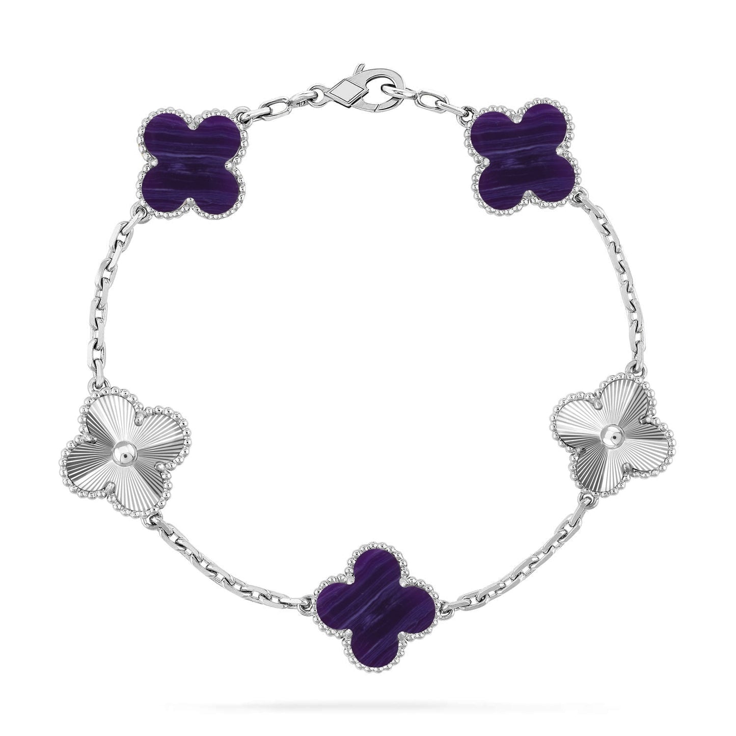 [CharmAmor] CLOVER 5 MOTIF PURPLE STRIPES BRACELET COLLECTION