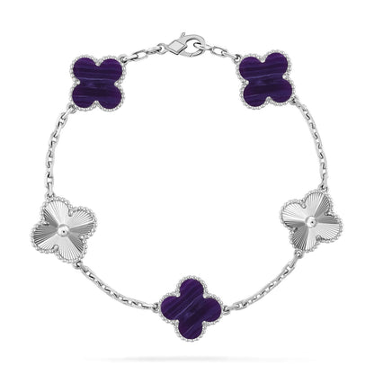 [CharmAmor] CLOVER 5 MOTIF PURPLE STRIPES BRACELET COLLECTION