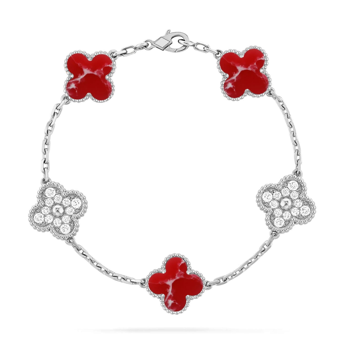 [CharmAmor] CLOVER 5 MOTIF RED PATTERN BRACELET COLLECTION