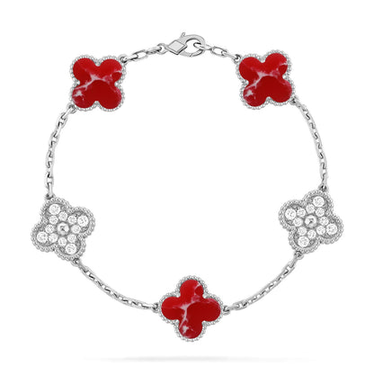 [CharmAmor] CLOVER 5 MOTIF RED PATTERN BRACELET COLLECTION