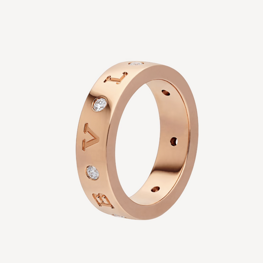 [CharmAmor]ZERO 1 ESSENTIAL PINK GOLD BAND WITH DIAMONDS RING