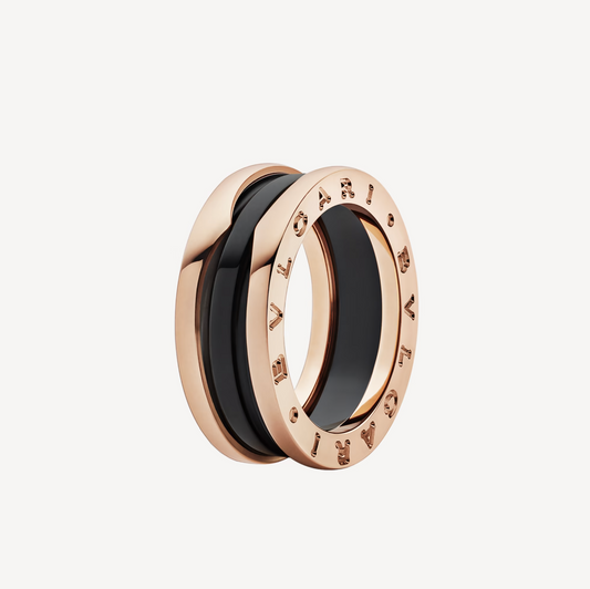 [CharmAmor]ZERO 1 TWO-BAND LOOPS AND BLACK CERAMIC PINK GOLD RING