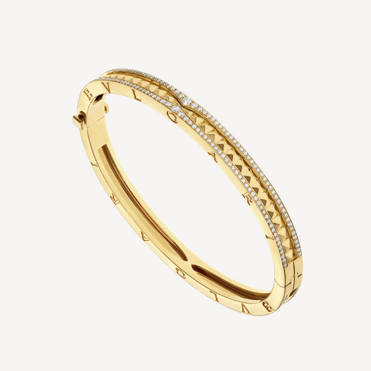 [CharmAmor]ZERO 1 SPIRAL AND PAVED DIAMOND GOLD BRACELET