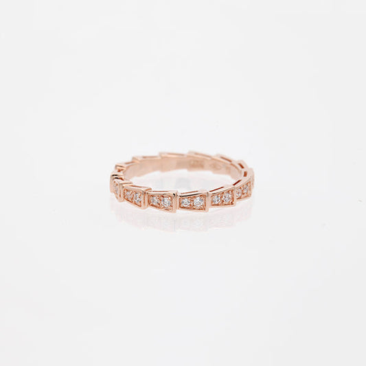 [CharmAmor]SERPENTI RING PINK GOLD DIAMOND PAVED 3MM