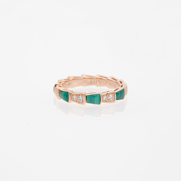 [CharmAmor]SERPENTI RING PINK GOLD MALACHITE DIAMOND 3MM