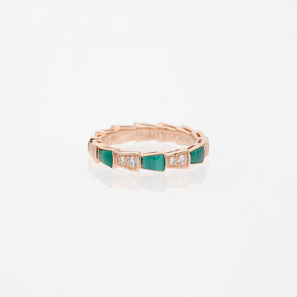[CharmAmor]SERPENTI RING PINK GOLD MALACHITE DIAMOND 3MM