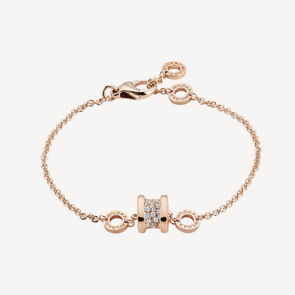 [CharmAmor]ZERO 1 SOFT PINK GOLD WITH PAVED DIAMONDS ON THE SPIRAL BRACELET