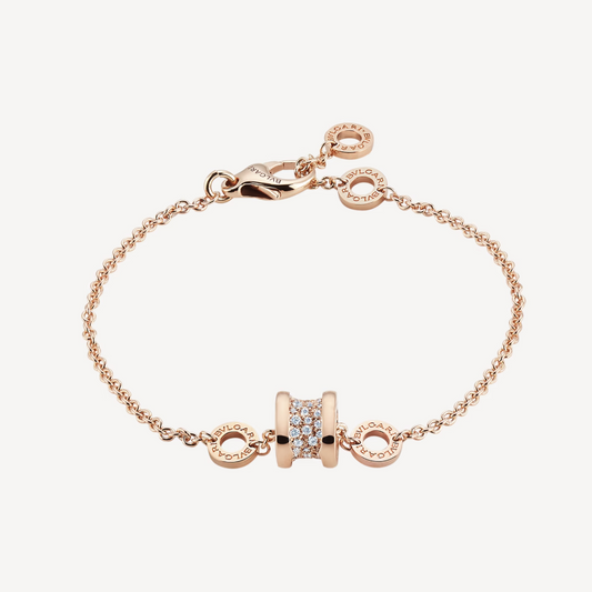 [CharmAmor]ZERO 1 SOFT PINK GOLD WITH PAVED DIAMONDS ON THE SPIRAL BRACELET