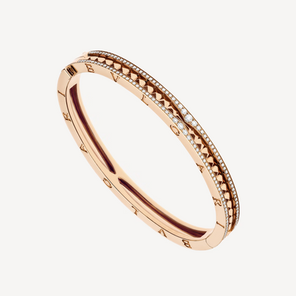 [CharmAmor]ZERO 1 SPIRAL AND PAVED DIAMOND PINK GOLD BRACELET