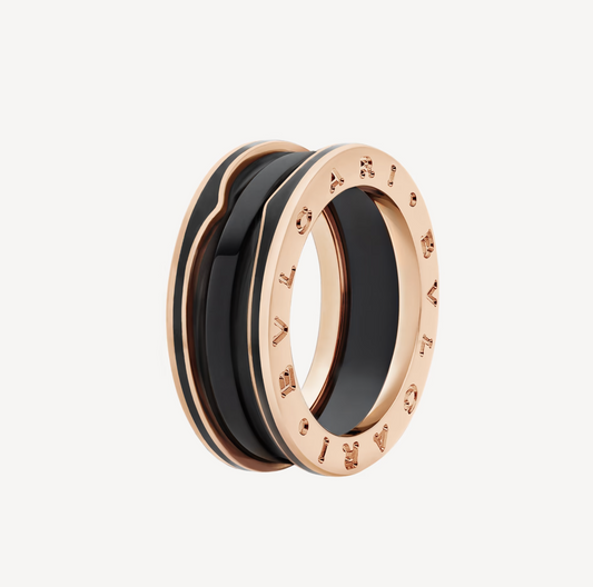 [CharmAmor]ZERO 1 TWO-BAND WITH MATTE BLACK CERAMIC PINK GOLD RING