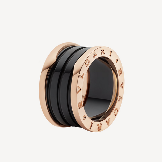 [CharmAmor]ZERO 1 FOUR-BAND LOOPS AND BLACK CERAMIC SPIRAL PINK GOLD RING