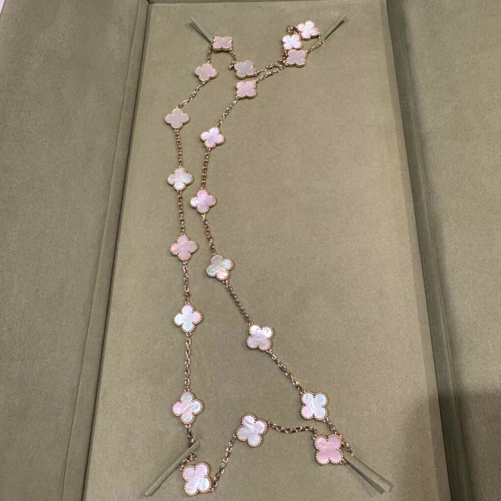 [CharmAmor]CLOVER 20 MOTIFS PINK MOP NECKLACE