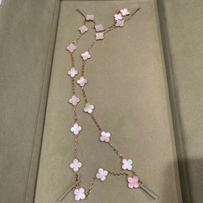 [CharmAmor]CLOVER 20 MOTIFS PINK MOP NECKLACE