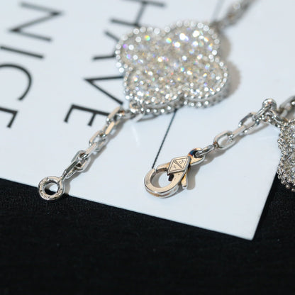 [CharmAmor]CLOVER BRACELET 5 MOTIF SILVER DIAMOND PAVED