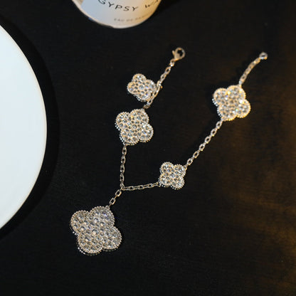 [CharmAmor]CLOVER BRACELET 5 MOTIF SILVER DIAMOND PAVED