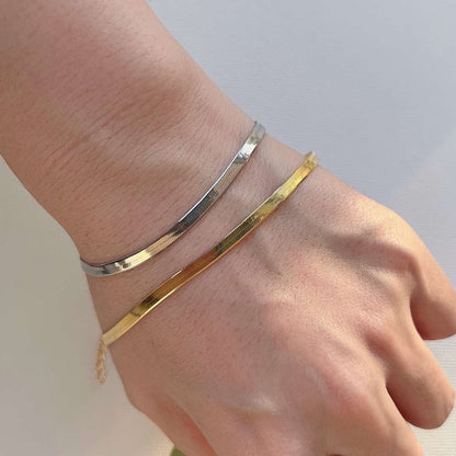 [CharmAmor]Flat Snake Bone Chain Blade Necklace