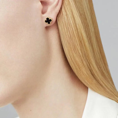 [CharmAmor]CLOVER MINI 9.5MM BLACK MOP EARRINGS
