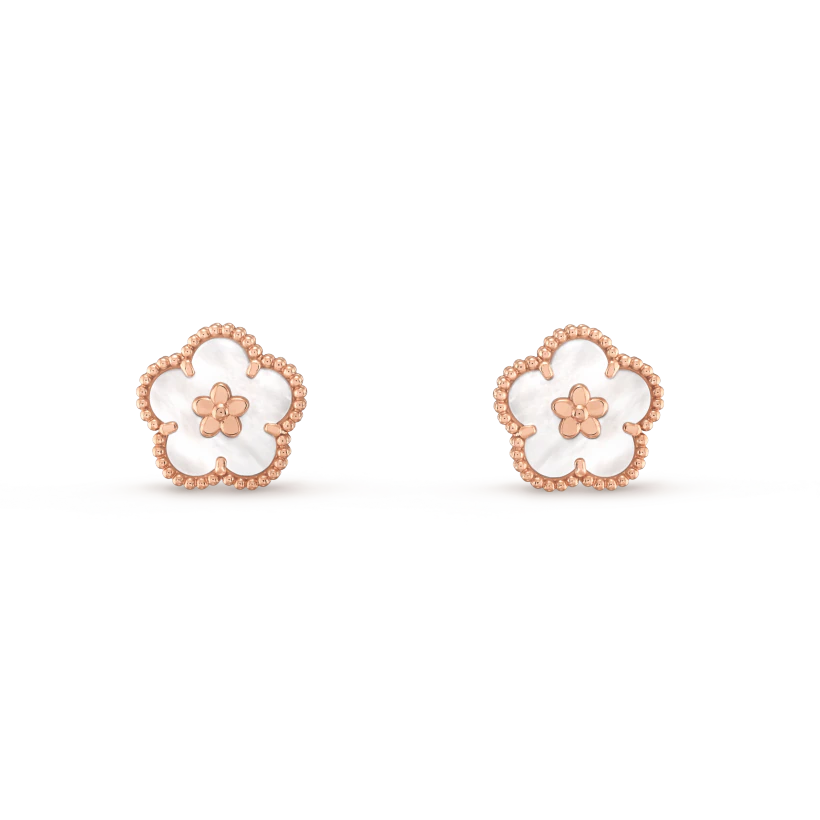 [CharmAmor]LUCKY PINK GOLD WHITE MOP EARRINGS
