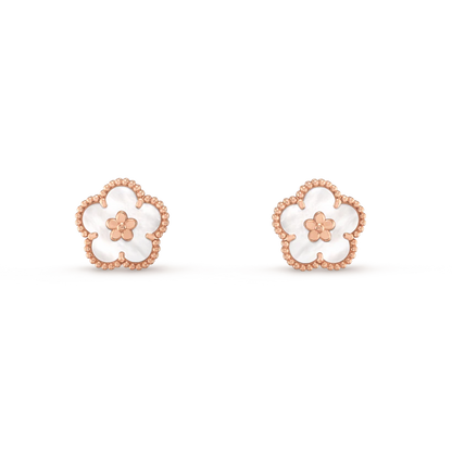 [CharmAmor]LUCKY PINK GOLD WHITE MOP EARRINGS