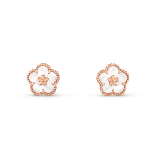 [CharmAmor]LUCKY PINK GOLD WHITE MOP EARRINGS